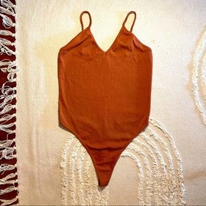 BP Bodycon Ribbed Tee Bodysuit - Terracotta